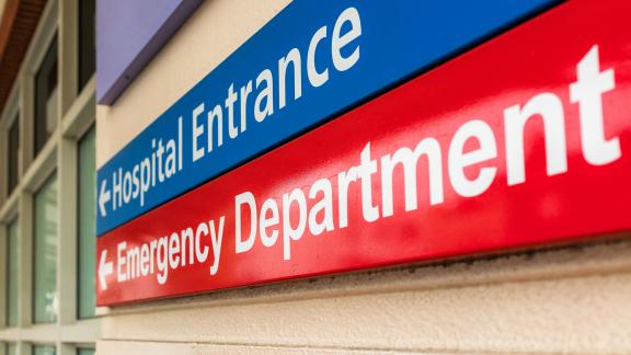 A hospital entrance sign.